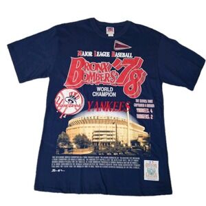 Vintage 90s New York Yankees 1978 World Series Champions Bronx Bombers T Shirt L